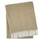 55" X 70" Stone And White Cotton Blend Woven Herringbone Plush Throw Blanket with Fringe