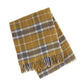 55" X 70" Gold And Brown Cotton Blend Woven Plaid Plush Throw Blanket with Fringe