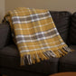 55" X 70" Gold And Brown Cotton Blend Woven Plaid Plush Throw Blanket with Fringe