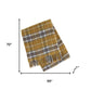 55" X 70" Gold And Brown Cotton Blend Woven Plaid Plush Throw Blanket with Fringe