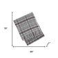 55" X 70" Light Gray And Brown Cotton Blend Woven Plaid Plush Throw Blanket with Fringe