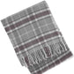 55" X 70" Light Gray And Brown Cotton Blend Woven Plaid Plush Throw Blanket with Fringe