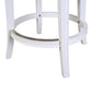 26" Gray and White Faux Leather and Solid Wood Low Back Counter Height Swivel Bar Chair