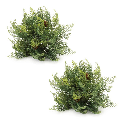 Set of Two 10" Brown And Green Artificial Cedar