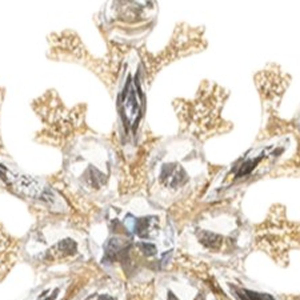 Set of Two Gold And Clear Faux Crystal Beaded Linear Snowflake Wreath Sprays