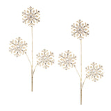 Set of Two Gold And Clear Faux Crystal Beaded Linear Snowflake Wreath Sprays