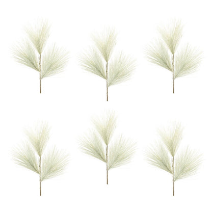 Set of Six 17" Green And White Artificial Pine