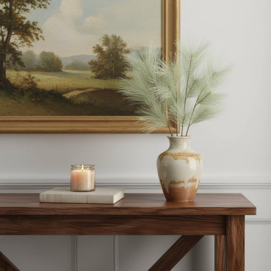 Set of Six 17" Green And White Artificial Pine