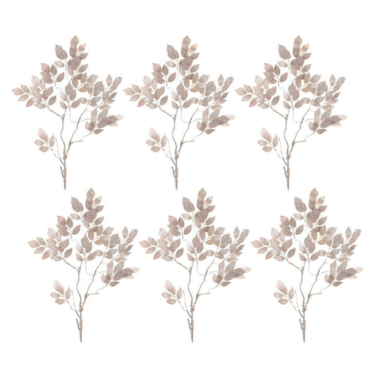 Set of Six 14" Silver And Champagne Artificial