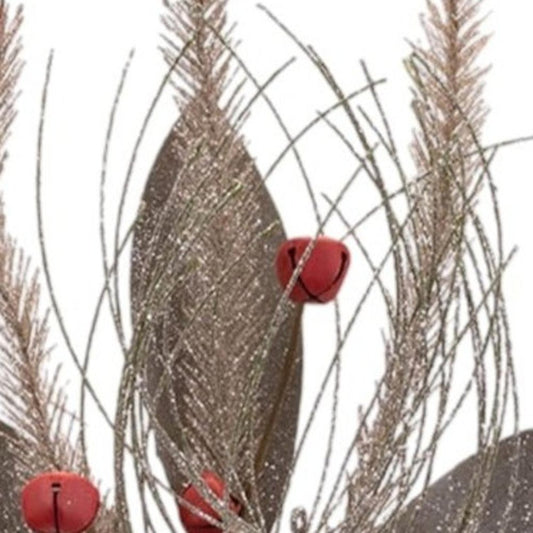 Set of Six 9" Silver Champagne And Red Artificial Pine