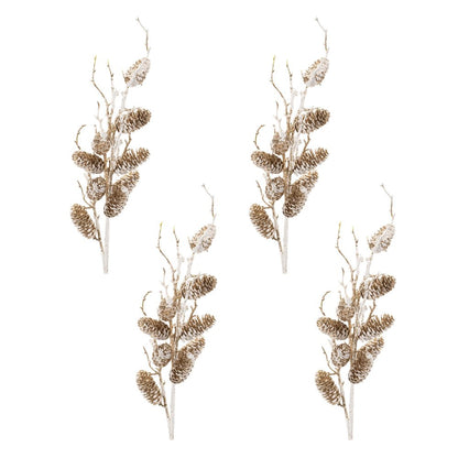 Set of Six 37" White And Gold Artificial Pine