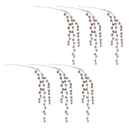 Set of Six 8" White And Gold Artificial Pine