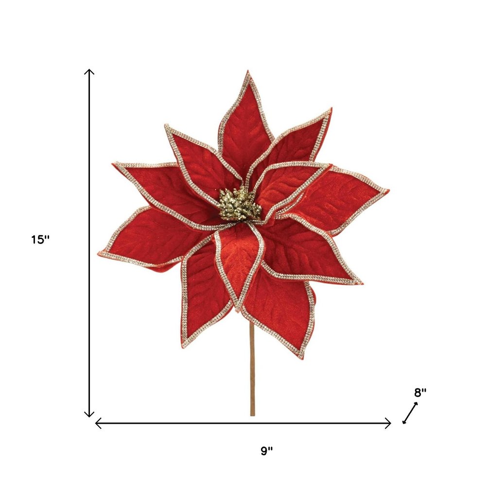 Set of Two 9" Red And Silver Artificial