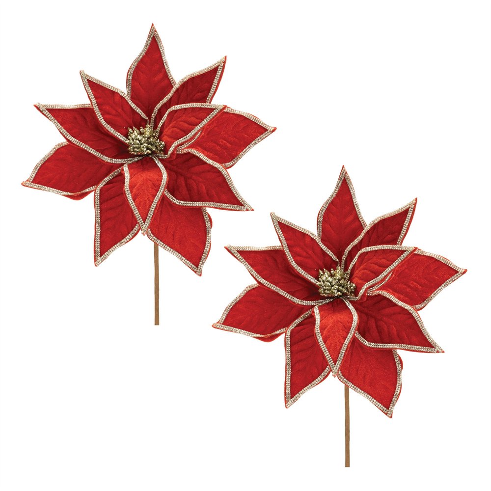 Set of Two 9" Red And Silver Artificial