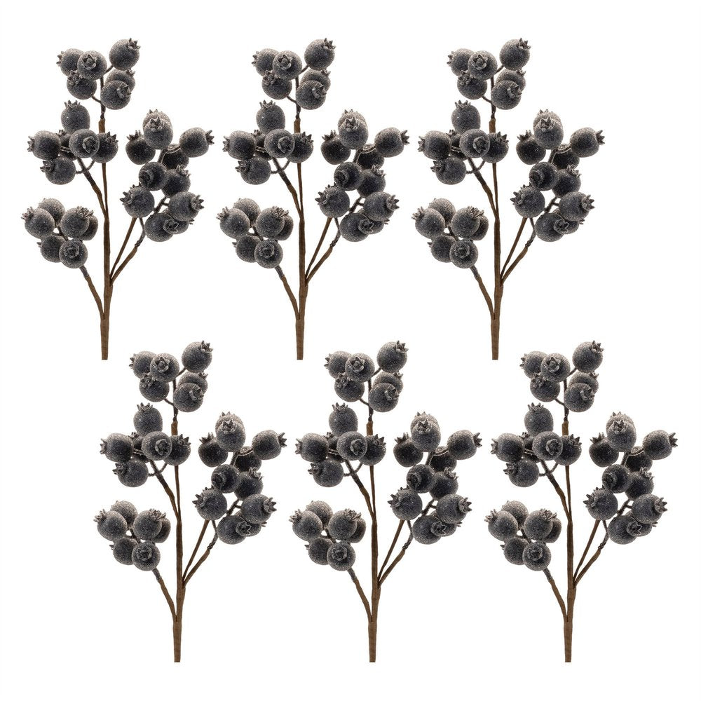Set of Six 7" Navy Blue And Brown Artificial