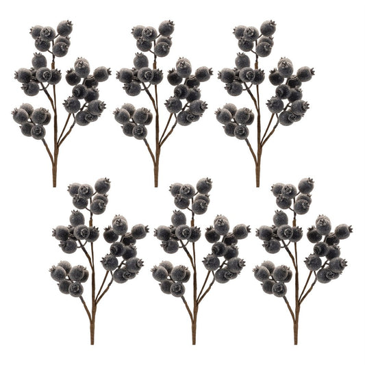 Set of Six 7" Navy Blue And Brown Artificial