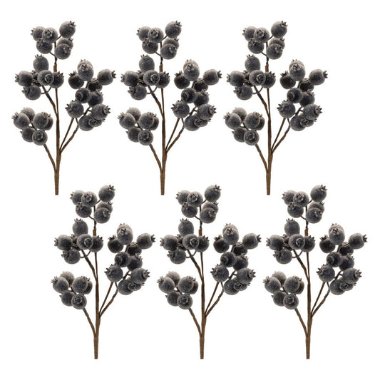 Set of Six 7" Navy Blue And Brown Artificial