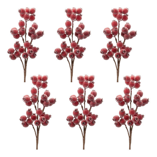 Set of Six 5" Red And Brown Artificial