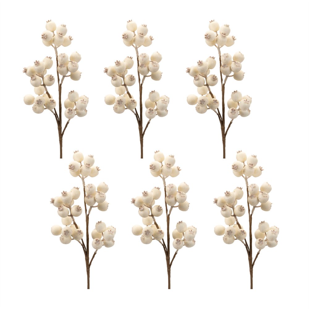 Set of Six 6" Ivory And Brown Artificial