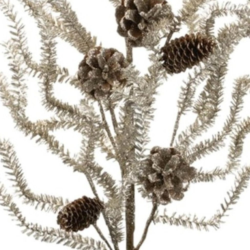 Set of Six 12" Silver And Brown Artificial Pine