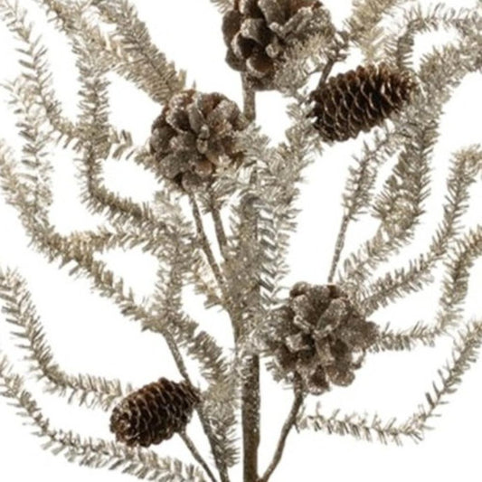 Set of Six 12" Silver And Brown Artificial Pine