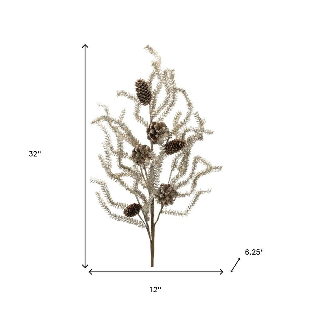 Set of Six 12" Silver And Brown Artificial Pine