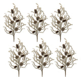Set of Six 12" Silver And Brown Artificial Pine