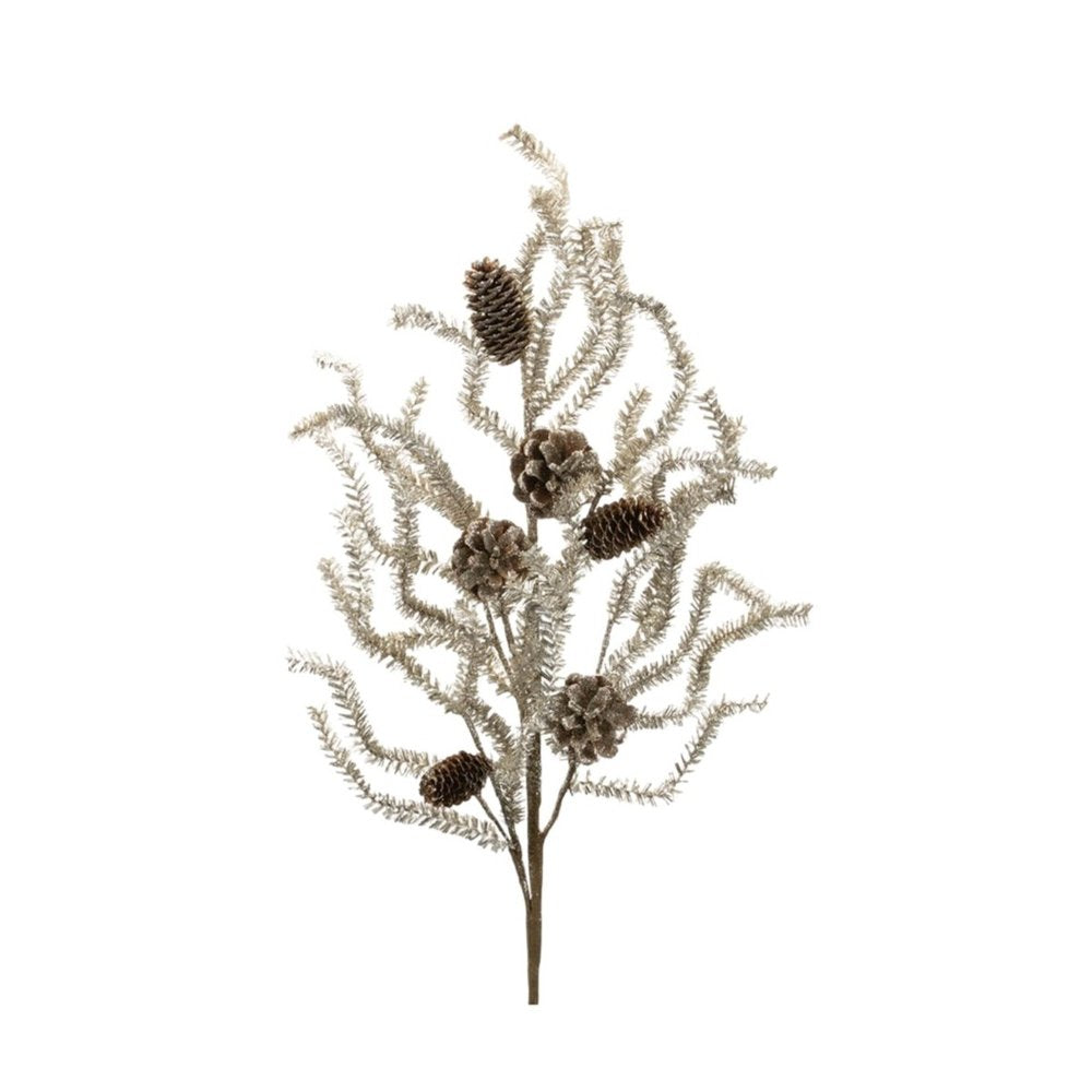 Set of Six 12" Silver And Brown Artificial Pine