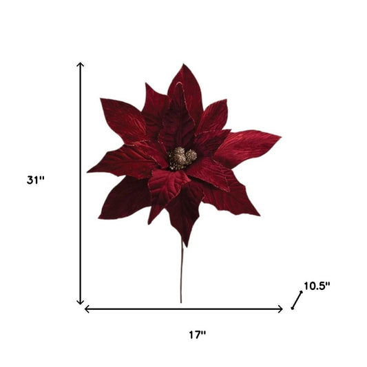 Set of Six 17" Red And Gold Artificial