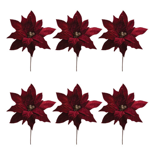 Set of Six 17" Red And Gold Artificial