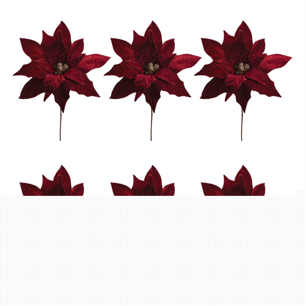 Set of Six 17" Red And Gold Artificial