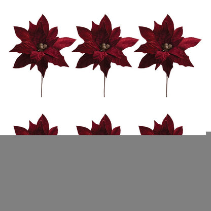 Set of Six 17" Red And Gold Artificial