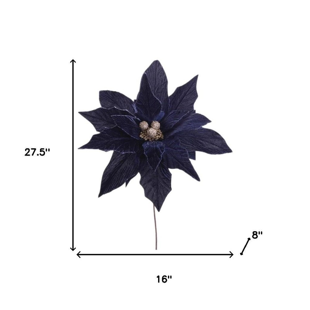 Set of Six 16" Navy Blue And Gold Artificial