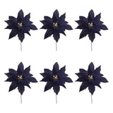 Set of Six 16" Navy Blue And Gold Artificial
