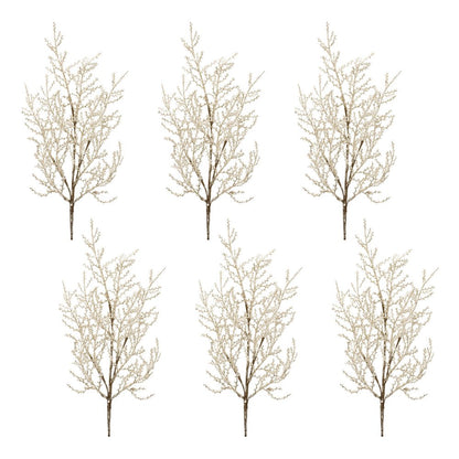 Set of Six 10" Silver And Champagne Artificial Pine
