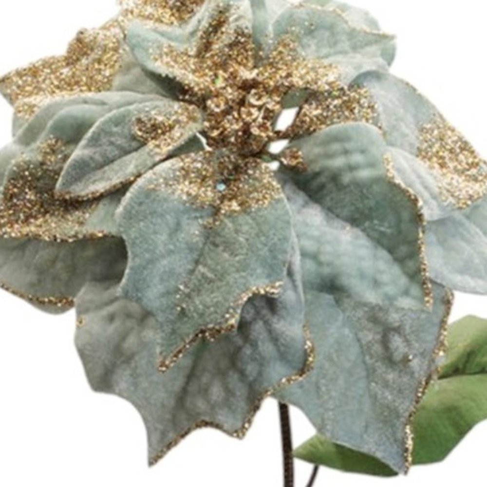 Set of Six 10" Green And Gold Artificial