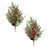 Set of Two 15" Green Brown And Red Artificial Pine
