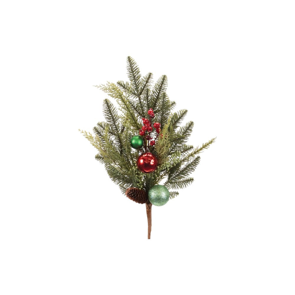 Set of Two 15" Green Brown And Red Artificial Pine
