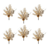 Set of Six 13" Silver Gold And Champagne Artificial Pine