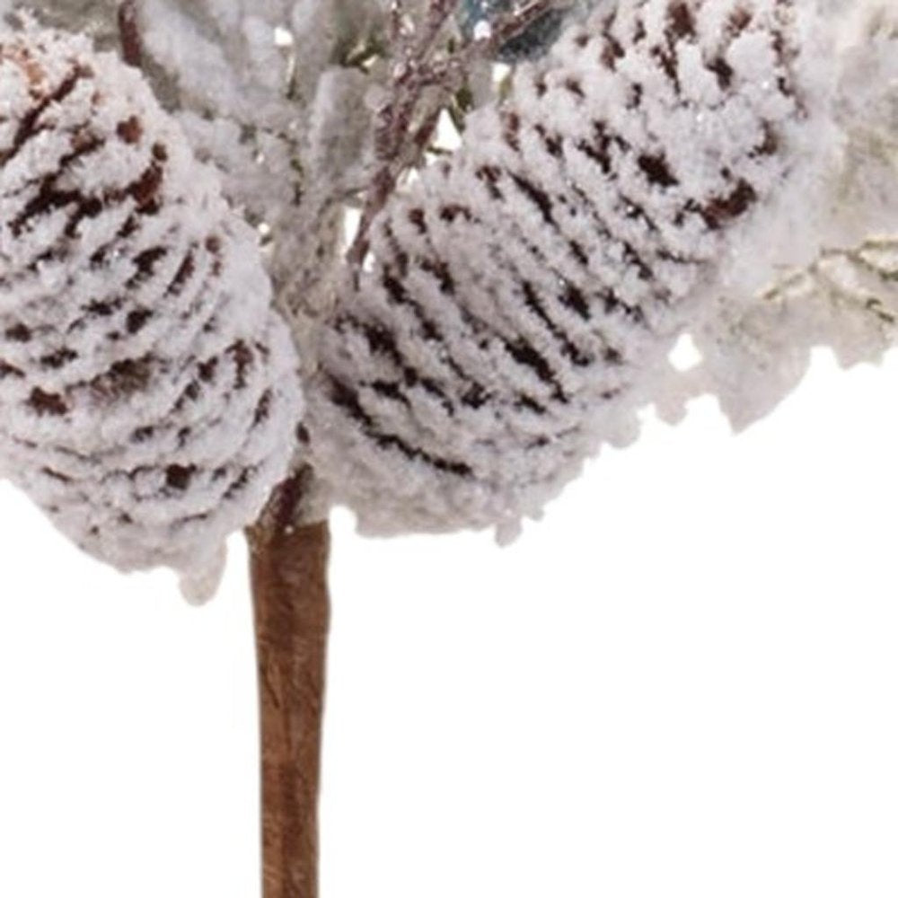 Set of Six 10" White Green And Brown Artificial Pine