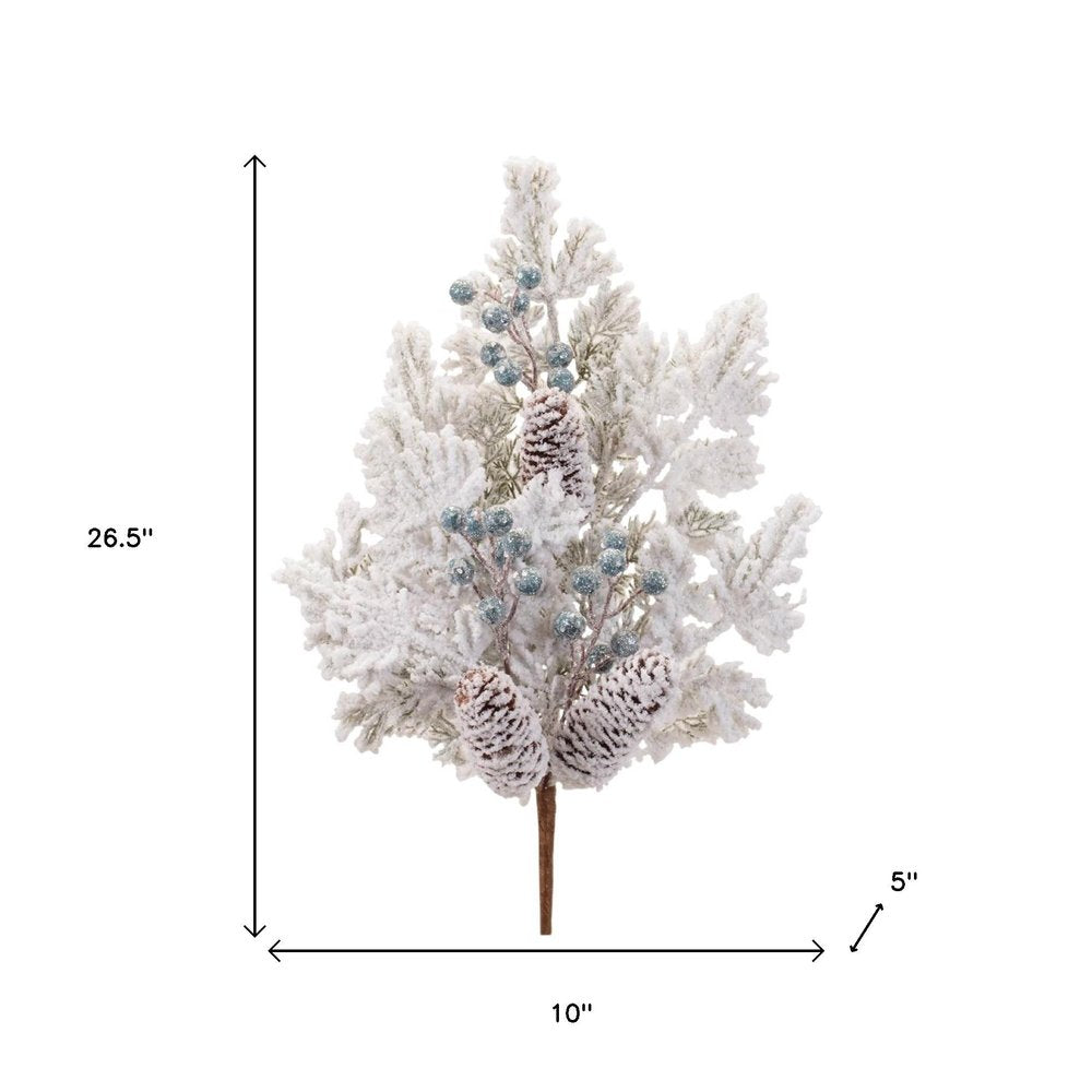 Set of Six 10" White Green And Brown Artificial Pine