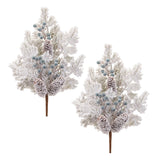 Set of Six 10" White Green And Brown Artificial Pine