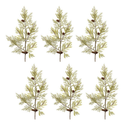 Set of Six 9" Green And Brown Artificial Pine