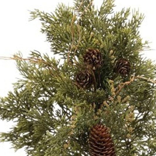 Set of Six 12" Green And Brown Artificial Pine