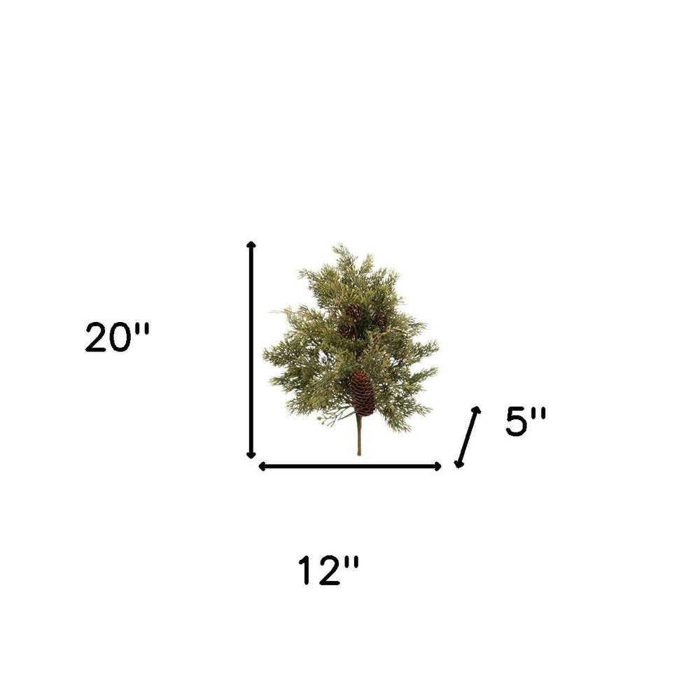 Set of Six 12" Green And Brown Artificial Pine