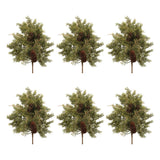 Set of Six 12" Green And Brown Artificial Pine