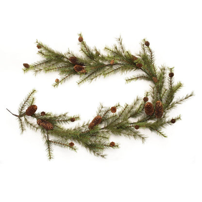 8" Green And Brown Artificial Pine