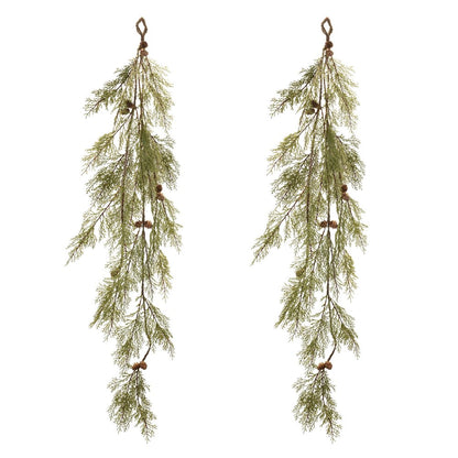 Set of Two 12" Green And Brown Artificial Pine