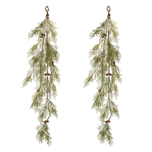 Set of Two 12" Green And Brown Artificial Pine