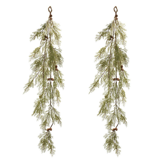 Set of Two 12" Green And Brown Artificial Pine